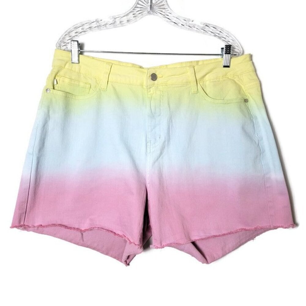 Judy Blue Womens Colorful Ombre Rainbow High Rise Stretchy Shorts 2XL JB150084